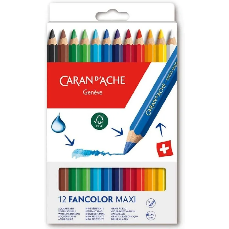 Bead - embroidery art supplies for adding sparkle to projects Caran Dache Fancolor Maxi Watercolor Pencils 12 Shades Bead - embroidery art supplies for adding sparkle to projects Caran Dache Fancolor Maxi Watercolor Pencils 12 Shades