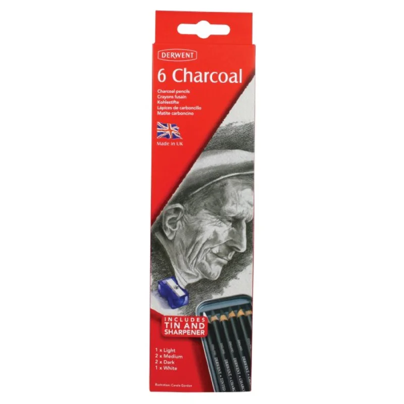 Art supplies for creating art - inspired coasters​ Derwent Charcoal Pencils Tin Of 6