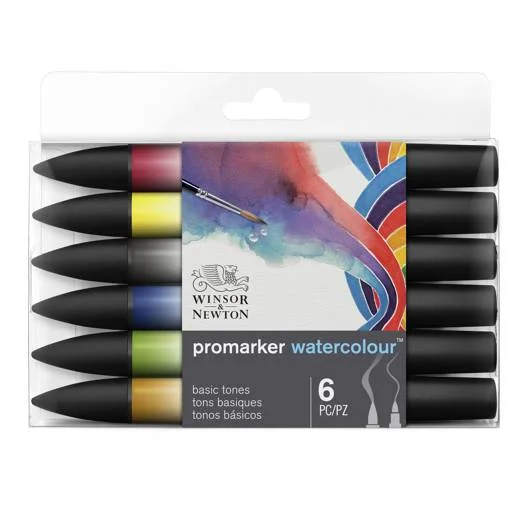 Art supplies for creating environmental art installations​ Winsor & Newton Promarker Watercolour Set Of 6 Basic Tones
