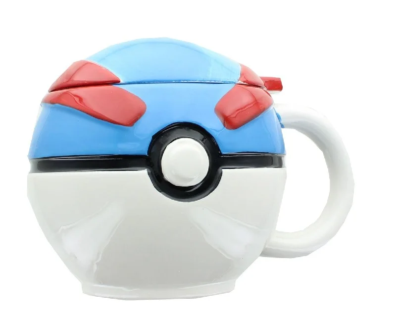 Online multiplayer video games for team play​ Pokemon Great Ball Molded Mug with Lid