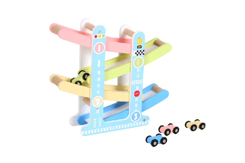 Wooden toy trains with realistic tracks​ Slide Car Racing