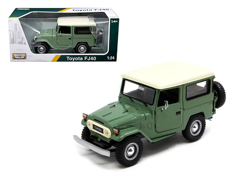 Vintage car model toys for classic - car collectors Toyota FJ40 Medium Green 1/24 Diecast Model Car by Motormax Vintage car model toys for classic - car collectors Toyota FJ40 Medium Green 1/24 Diecast Model Car by Motormax