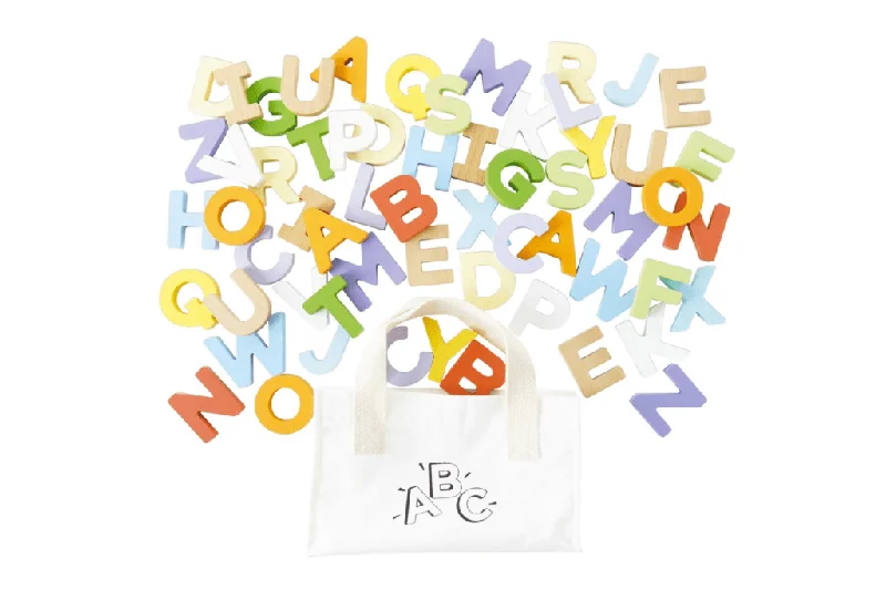 Wooden water toys for bath or pool play​ Wooden Letters & Bag