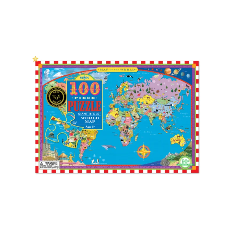 Puzzle - shaped doorstops for home safety​ Eeboo 100 Pc Puzzle - World Map