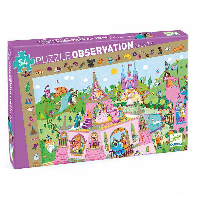 Puzzle - shaped doorstops for home safety​ Princess Observation Puzzle + Poster