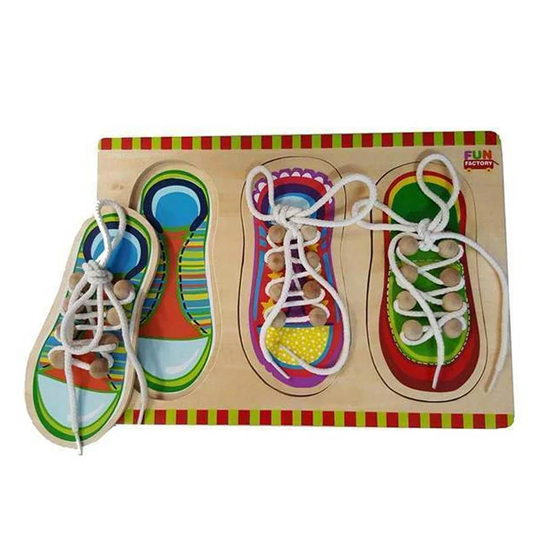 Animal - kingdom puzzles with various species​ Wooden Puzzle - Shoe Lacing